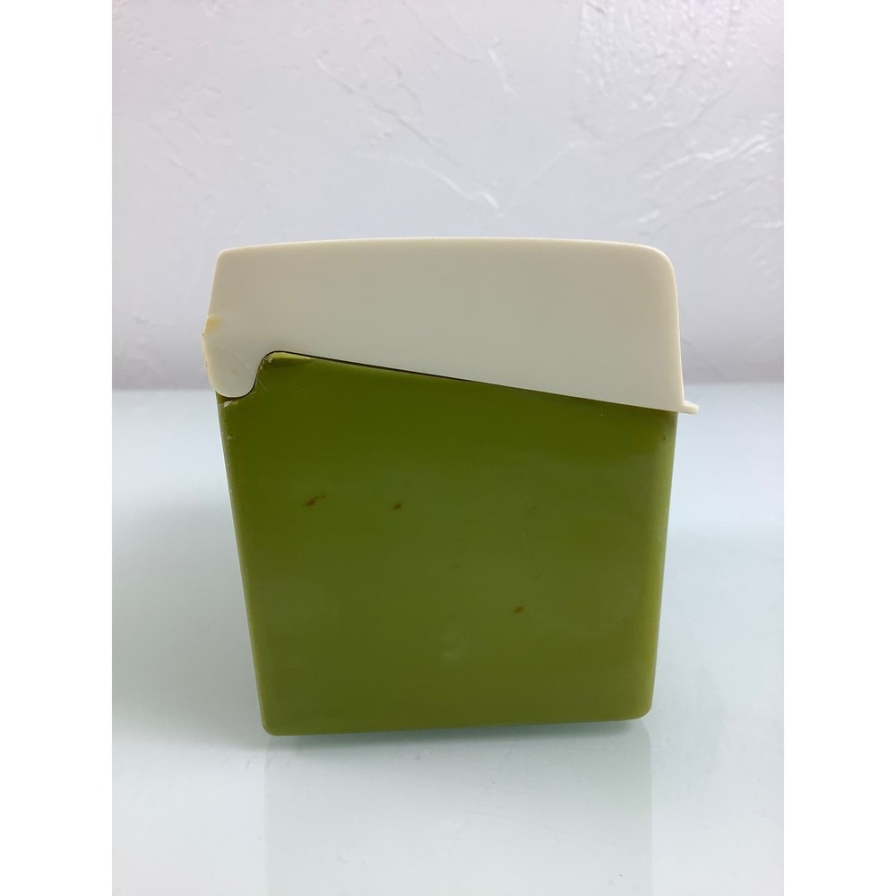 RARE VTG 1970s Retro Daisy Flowers green plastic Flip top Recipe Card box - Picture 5 of 12